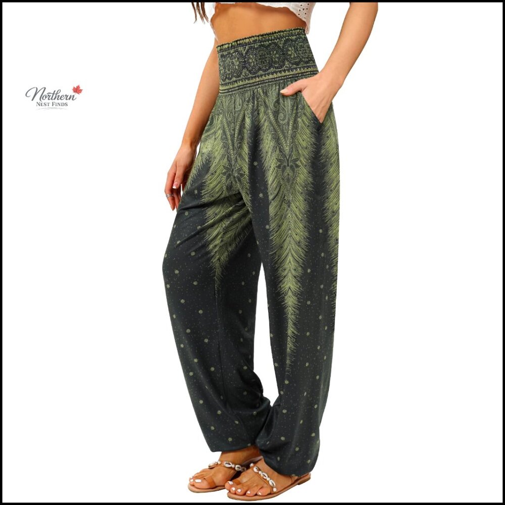 Women's Harem Pants Joggers Lounge Yoga Boho Pull-On Elastic Waist